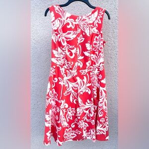 White and orange floral dress.